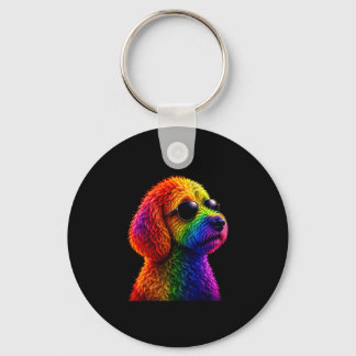 Llavero Lgbt rainbow goldendoodle with sunglasses gay