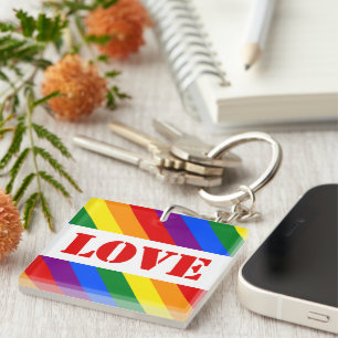 Llavero LGBTQ+ bandera cuadrada arcoiris amor por el mes d