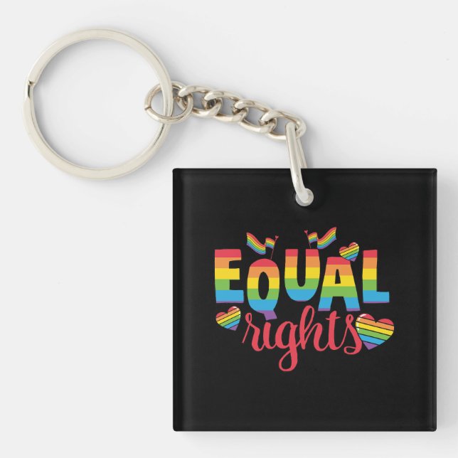 Llavero LGBTQ - Igualdad de derechos - Colores arcoiris (Frente)