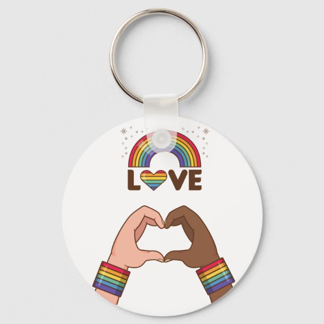 Llavero LGTB+Orgullo. Amo el arco iris. Corazón.  Keychain (Anverso)