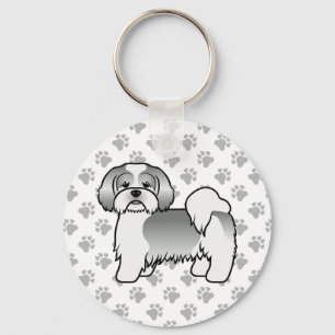 Llavero Lhasa Apso blanco y plateado perro de dibujos anim