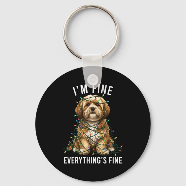 Llavero Lhasa Apso Christmas I'm Fine Everything Is Fine  (Anverso)
