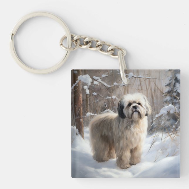 Llavero Lhasa Apso Let It Snow Navidades (Frente)
