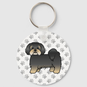 Llavero Lhasa Apso negro y bronceado perro de dibujos anim