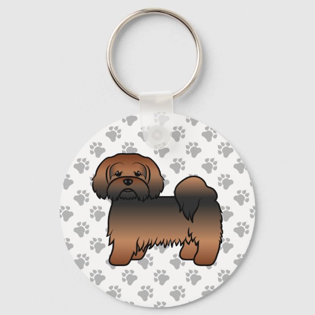 Llavero Lhasa Apso Sable Rojo Perro de Dibujos Animados Li (Anverso)
