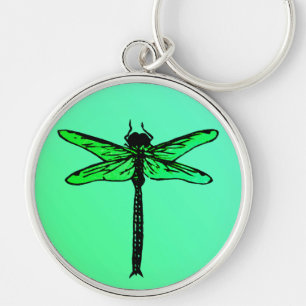 Llavero Libélula japonesa vintage, verde esmeralda
