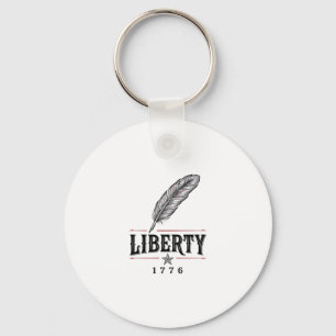 Llavero Libertad 1776 Diseño Vectorial de Pluma Patriótica