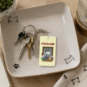 Llavero Libertad Escape Divertido Gato Amarillo Floral Ven