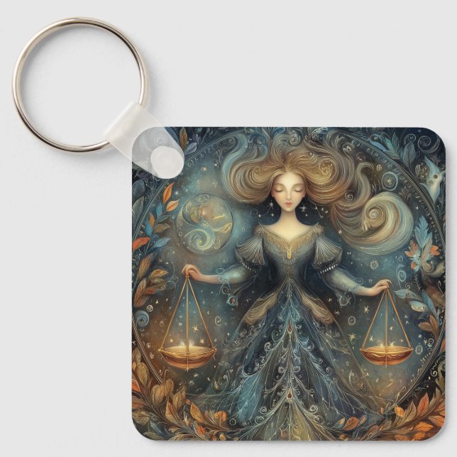 Llavero Libra Scales Zodiac Astrology Mystical Birthday (Anverso)