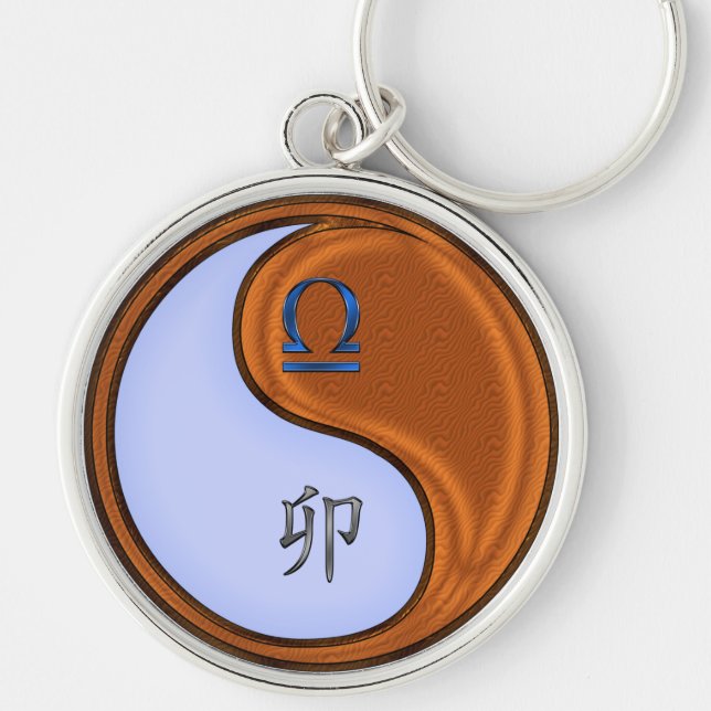 Llavero Libra y Conejo de Madera (Frente)