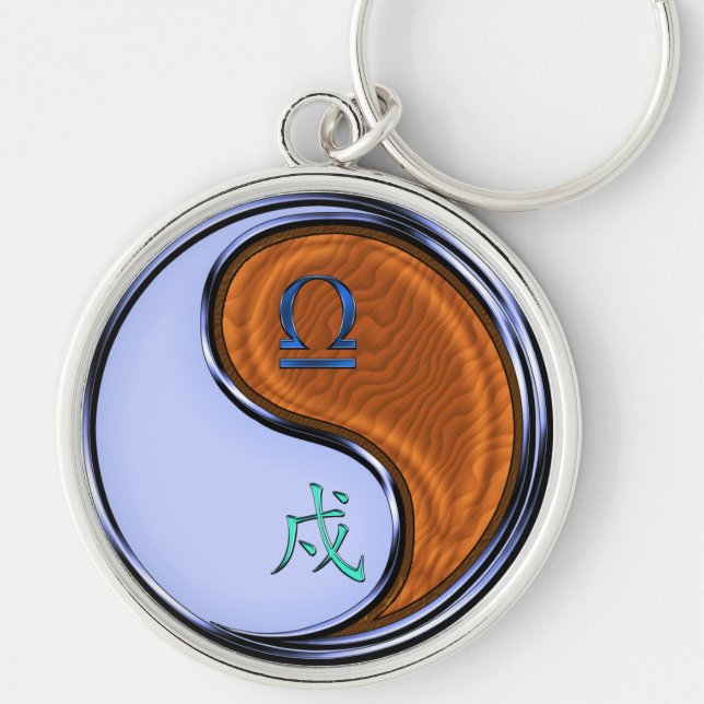 Llavero Libra y Perro de Madera (Frente)