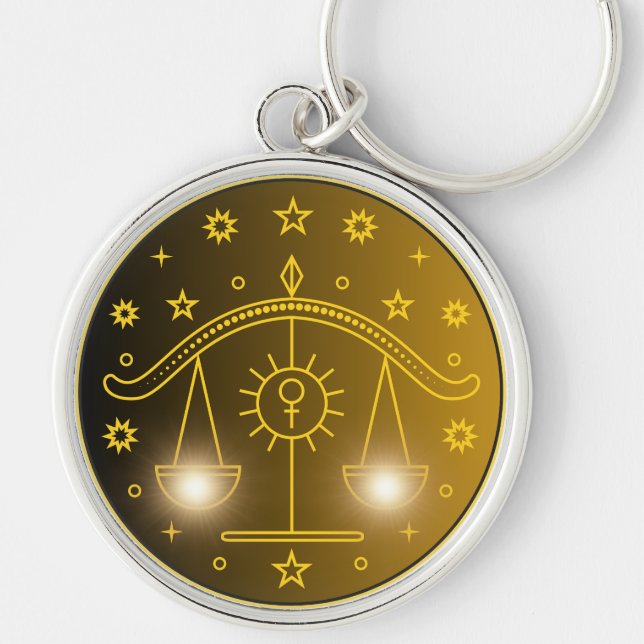 Llavero Libra Zodiac Emblem | Minimal Celestial Symbol (Frente)