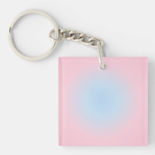 Llavero Libra Zodiac, gradiente Aura Azul Rosa