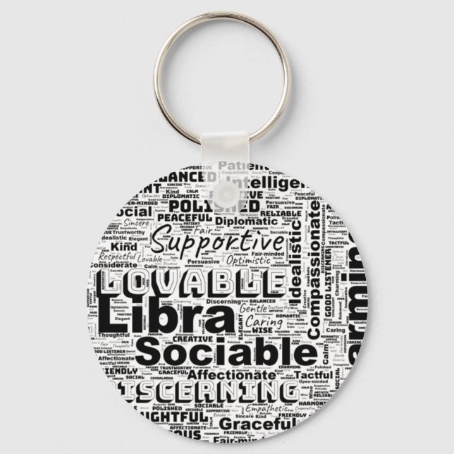 Llavero Libra Zodiac Word Cloud Inspiración (Anverso)