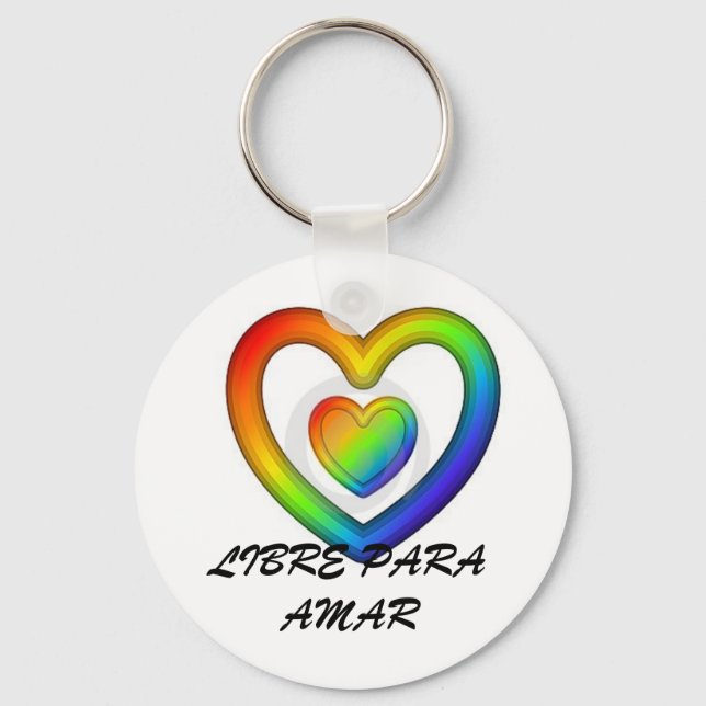 LLAVERO LIBRE PARA AMAR-RAINBOW HEART (Anverso)