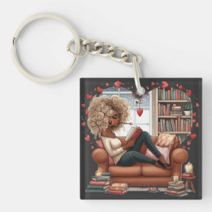 Llavero Libro de amor para Chicas afroamericanos - Leyendo