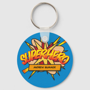 Llavero Libro de Cómic Personalizado Arte Pop SUPERHÉROE