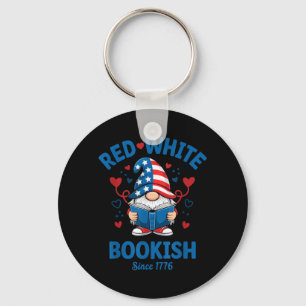 Llavero Libro Patriótico Rojo Blanco Gnomo Lector
