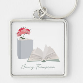 Llavero Libros botánicos y biblioteca leyendo nombre perso