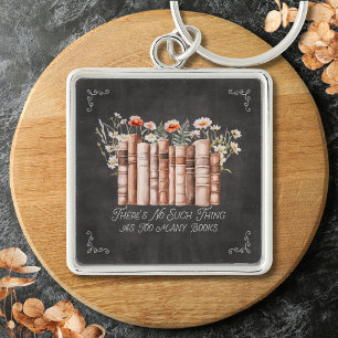 Llavero Libros con Flores y Cita en Pizarra Negra