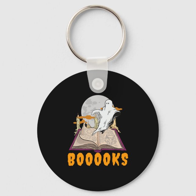 Llavero Libros de Halloween. Fantasma leyendo halloween (Anverso)