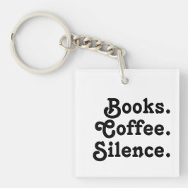 Llavero Libros minimalistas Café Silencio Claves acrílicas