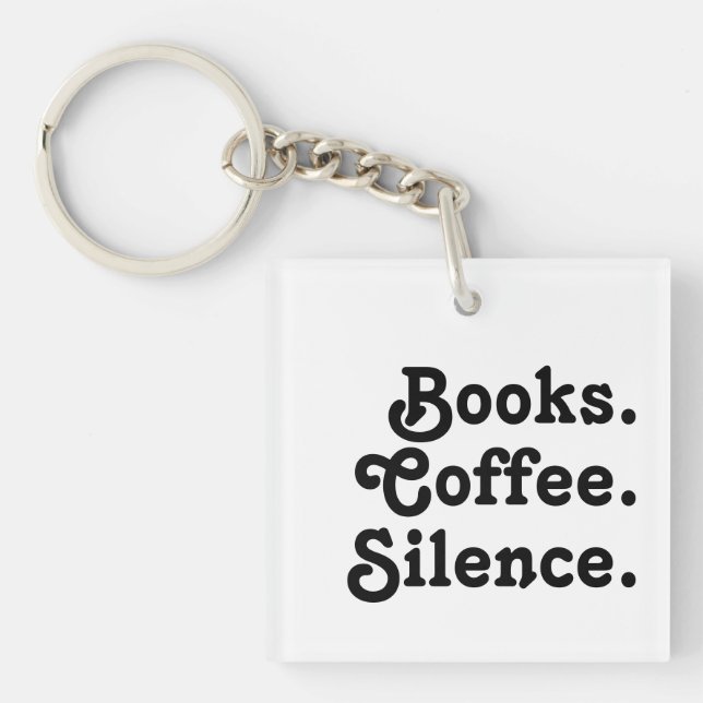 Llavero Libros minimalistas Café Silencio Claves acrílicas (Frente)