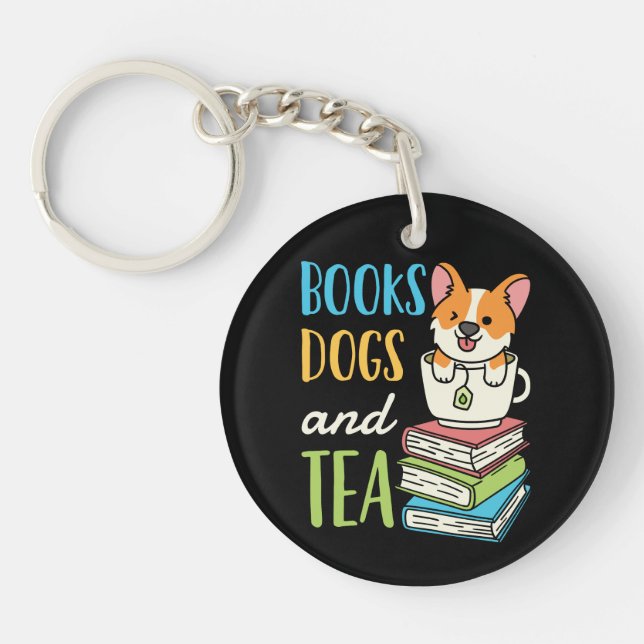 Llavero Libros perros y té (Frente)
