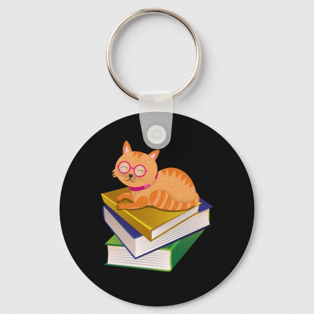 Llavero Libros - Regalo de los libros y gatos (Anverso)