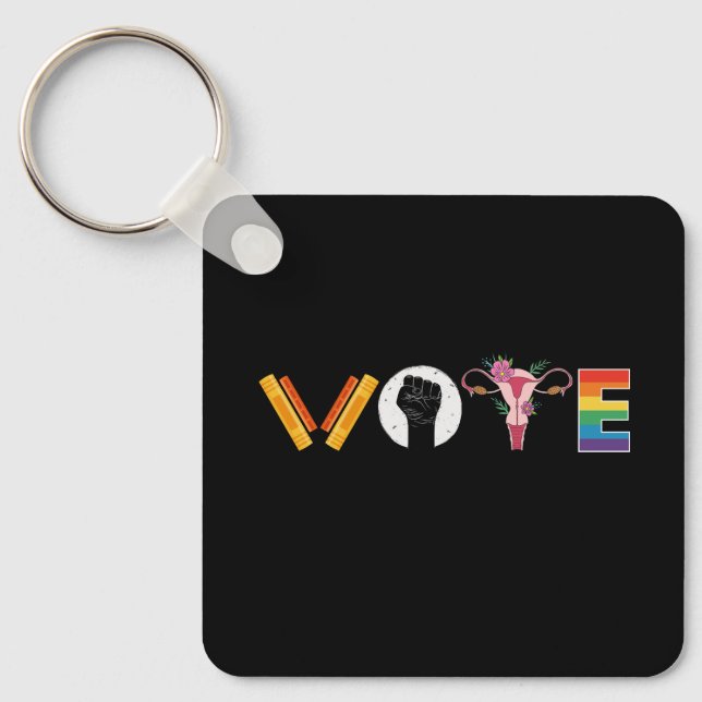 Llavero Libros VOTE Útero Apoyo LGBT (Anverso)