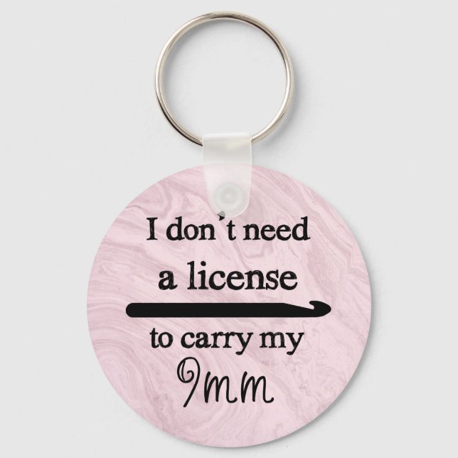 Llavero Licencia Crochet Hook Artesanías Mármol rosa (Anverso)