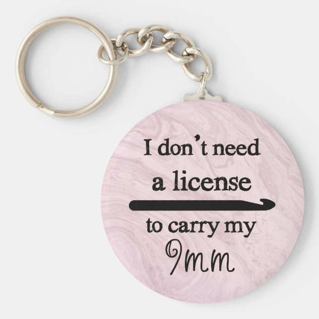 Llavero Licencia Crochet Hook Artesanías Mármol rosa (Frente)