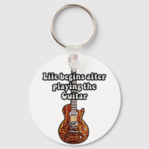 Llavero Life begins after playing the guitar. retro colors
