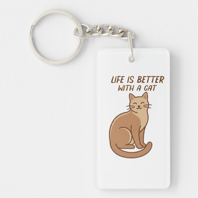 Llavero Life Is Better With a Cat – Cute Cat Lover Design (Frente)