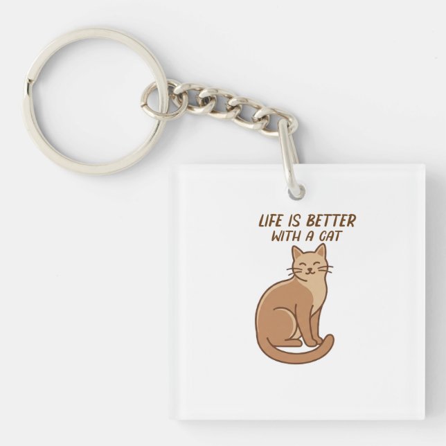 Llavero Life Is Better With a Cat – Cute Cat Lover Design (Frente)
