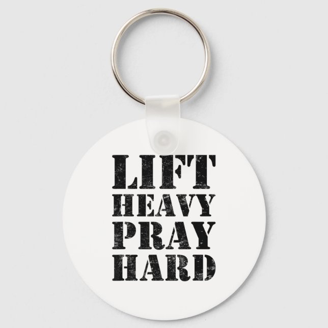 Llavero Lift Heavy Pray Hard Gym Christian Quote  (Anverso)