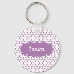 Llavero Light Purple Honeycomb Custom Name