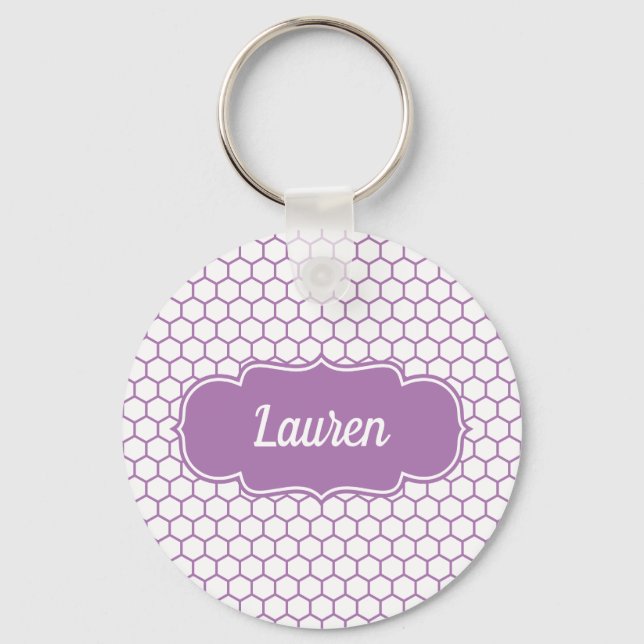 Llavero Light Purple Honeycomb Custom Name (Anverso)