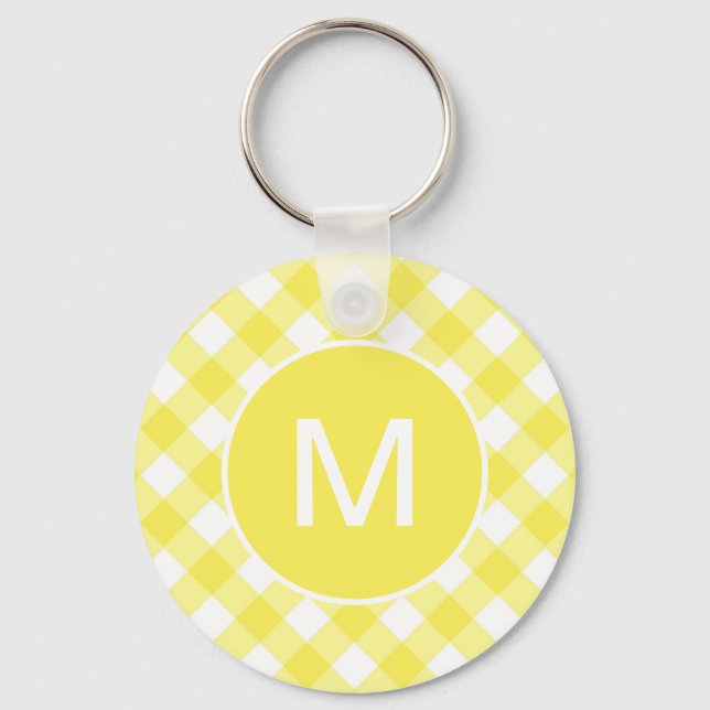 Llavero Light Yellow Classic Gingham Pattern Monogram (Anverso)