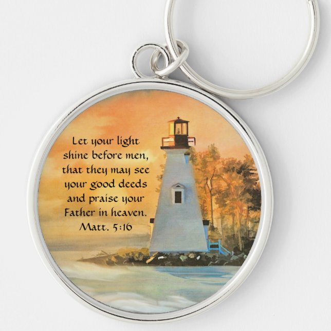 Llavero Lighthouse y Sunset Bible Verse Keychain (Frente)