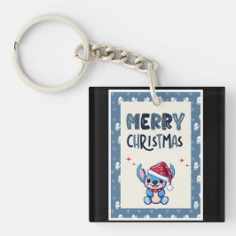 Llavero Lil Blue Cutie dice "Feliz Navidad"