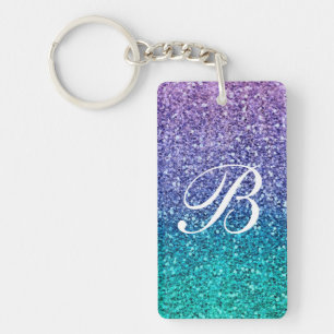 Llavero Lila Lavanda & Verde Agua Teal Brillante Glitter