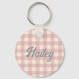 Llavero lila púrpura pálida lanvander gingham plaid