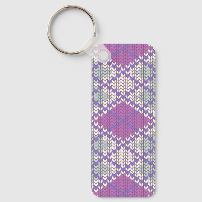 Llavero LILAC ARGYLE KNIT Rectangle Aluminio Keychain (Anverso)