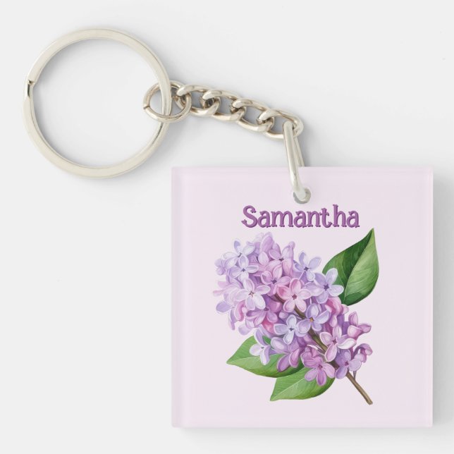Llavero Lilac Branch on Soft Pink Background (Frente)