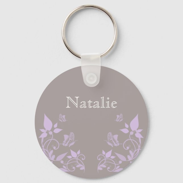 Llavero Lilac Butterfly Floral Keychain (Anverso)