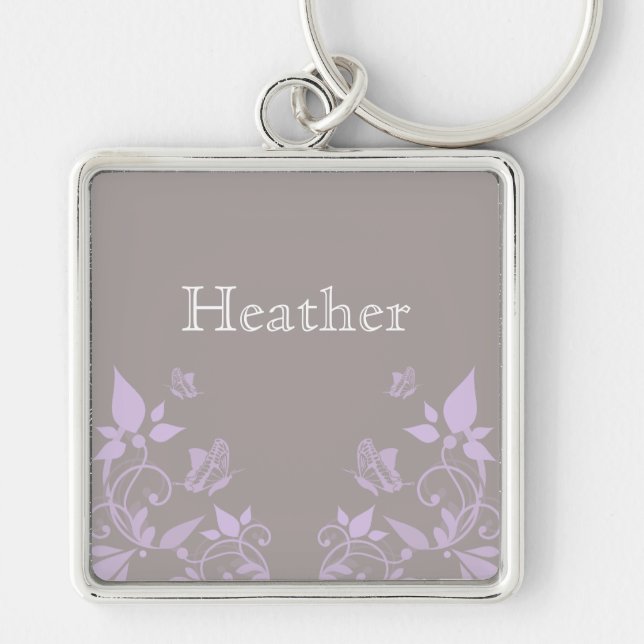Llavero Lilac Butterfly Floral Premium Keychain (Frente)