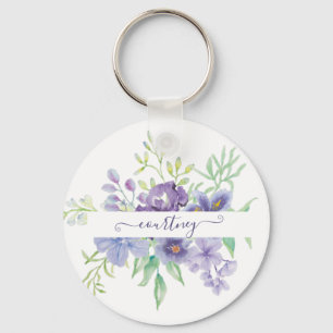 Llavero Lilac floral personalizada acuarela 
