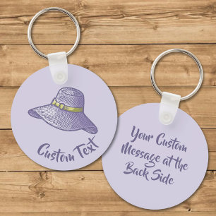 Llavero Lilac Keychain, Gorra de paja dibujada a mano