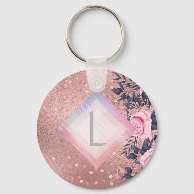 Llavero Lilibet Monograma Rosegold Floral fit para Princes (Anverso)